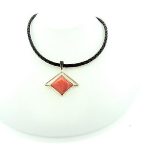 Carnelian Pyramid Chunky Pendant Necklace OOAK